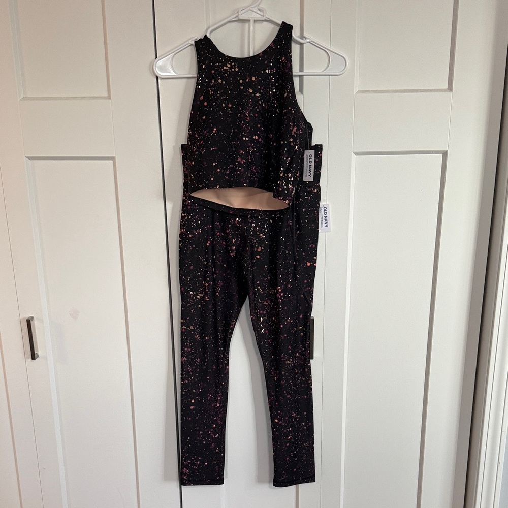 Old Navy Black Jumpsuit with Colorful Speckles